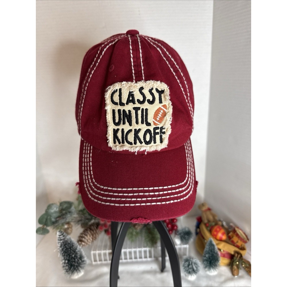 Kbethos Football Cap Womens Red White Adjustable Strap Back "Classy Until K/Off"